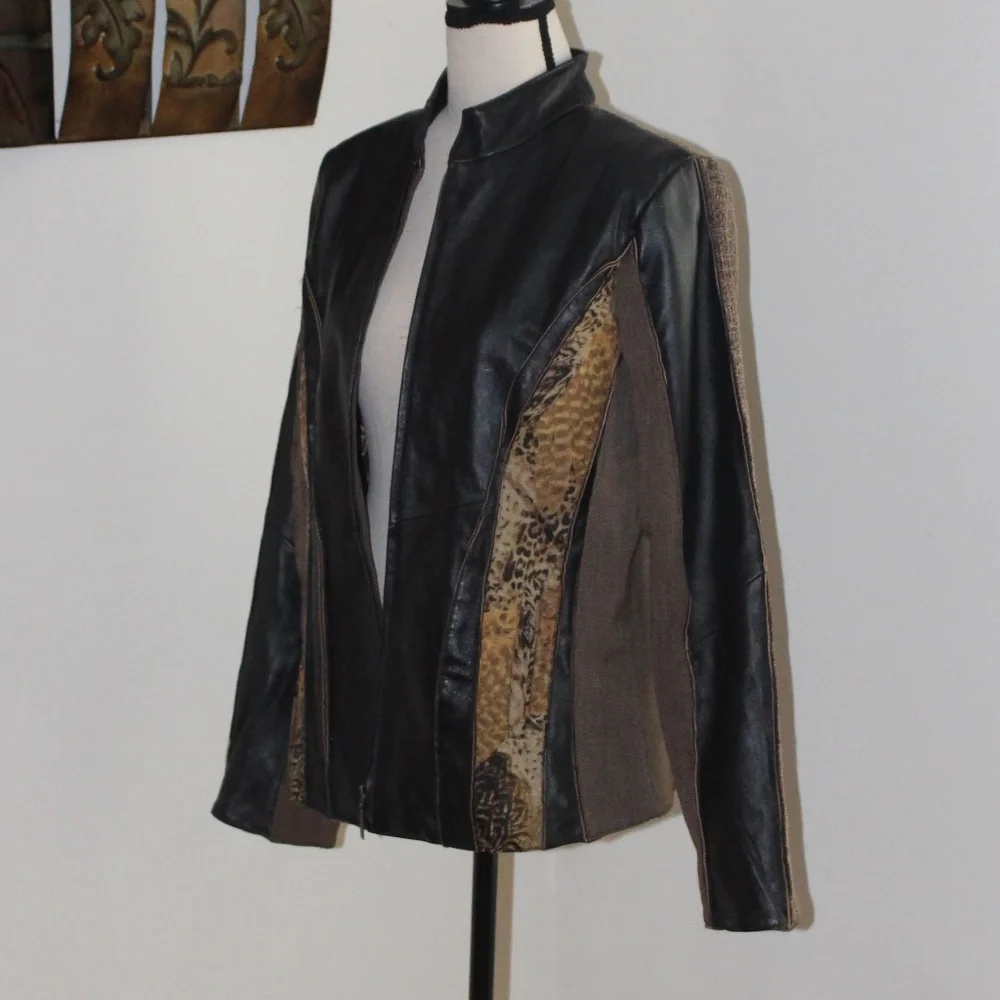Koos Of Course, Vintage fitted brown leather and Tweed jacket - Picture 4 of 11
